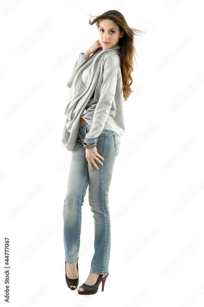 Full length casual fashion women posing shot in studio Full length casual fashion women posing shot in studio