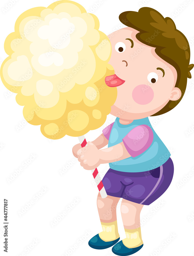 boy with candy floss vector illustration on a white background boy with candy floss vector illustration on a white background
