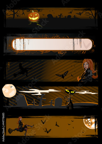 Set of vector Halloween banners