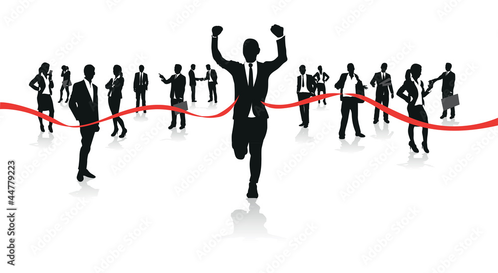 businessmen running to the finish line businessmen running to the finish line