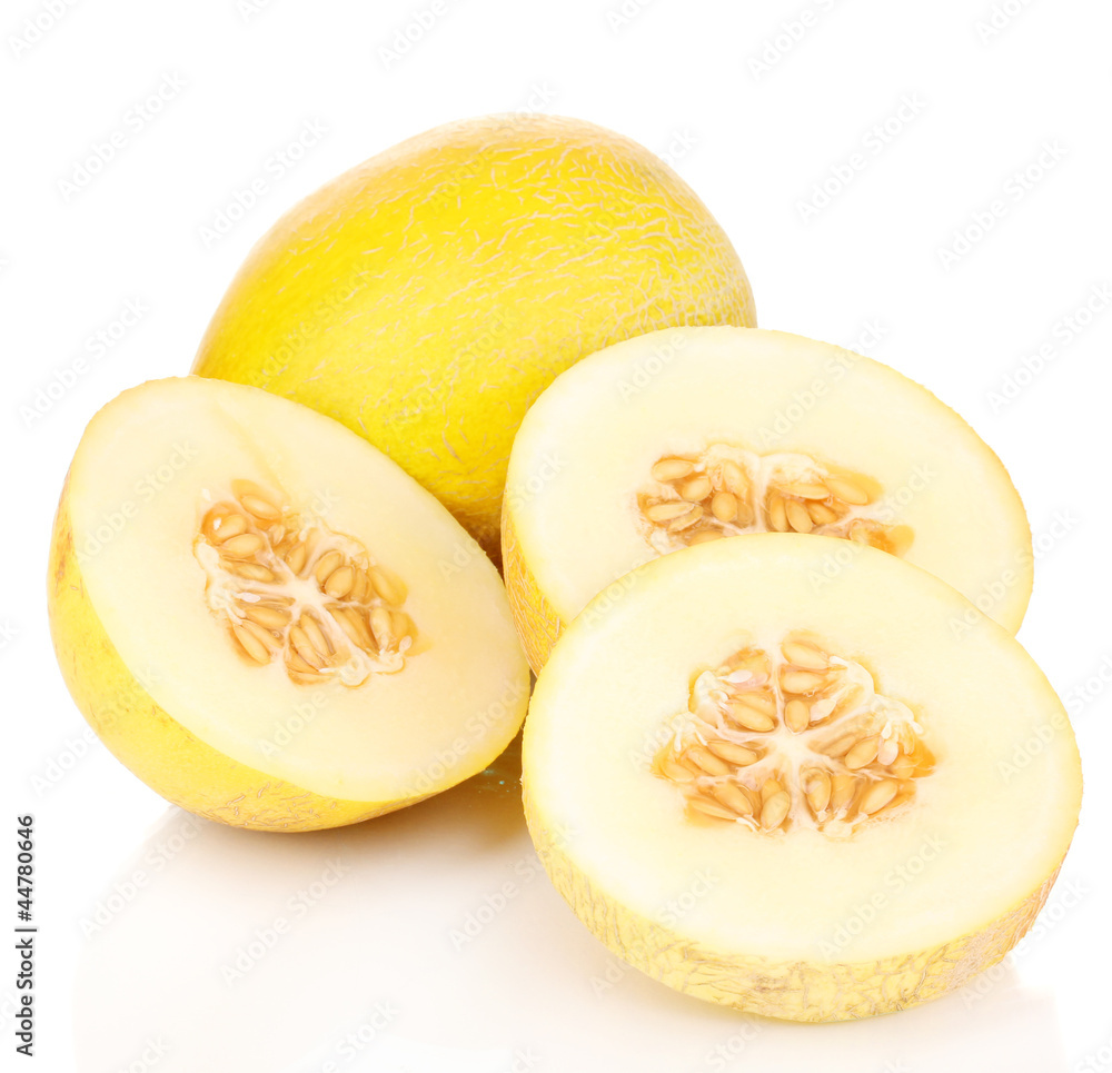 Cut ripe melons isolated on white Cut ripe melons isolated on white
