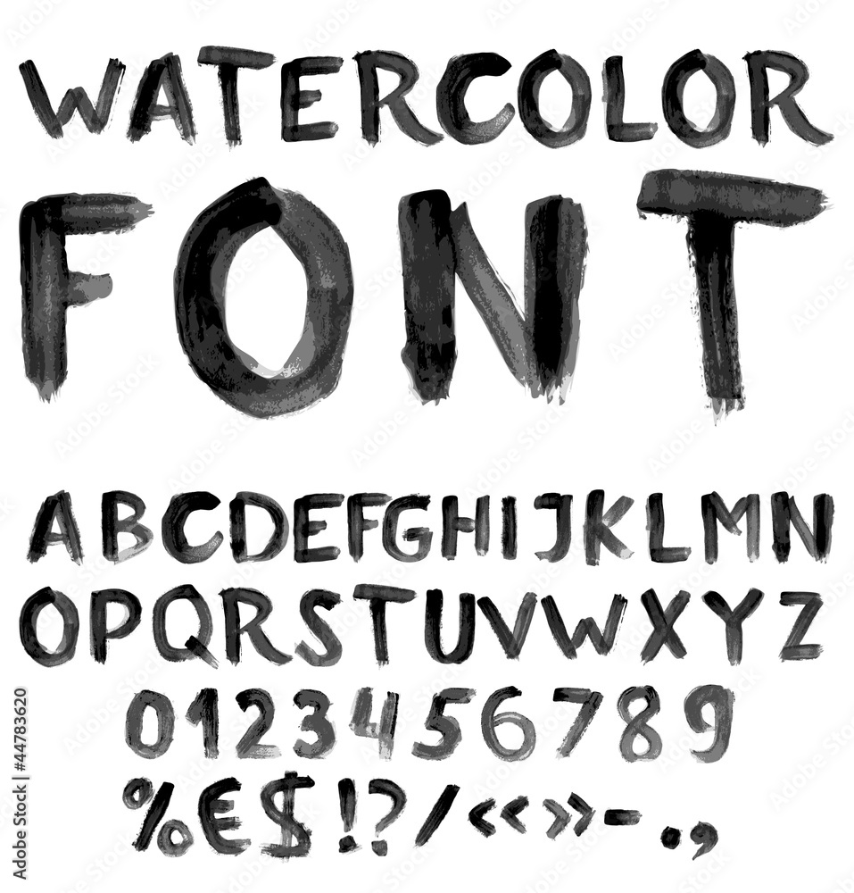 Obraz premium Handwritten black watercolor alphabet