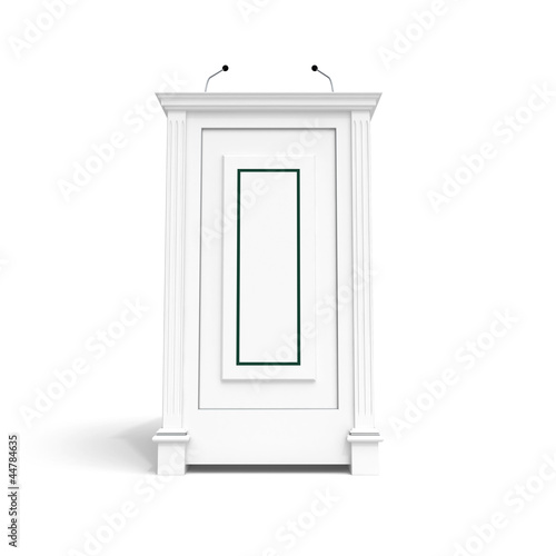 White wooden podium isolated on white with soft shadow
