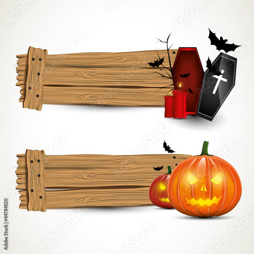 Halloween horizontal wooden banners