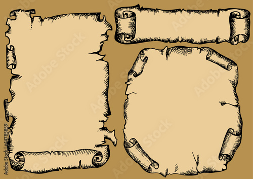 rolls of parchment set (hands drawing )