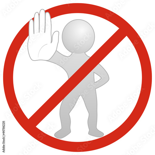 White Man showing STOP with hand