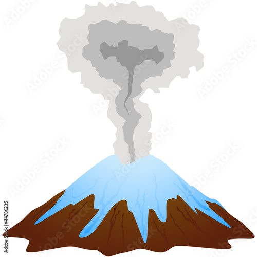 Smoking volcano mountain top.