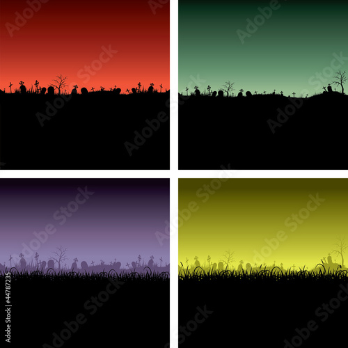 Set of Halloween night backgrounds