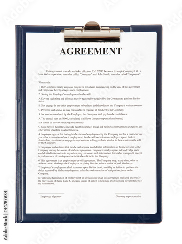Agreement in a clipboard