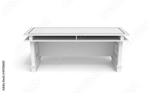 White wooden writing table with soft shadow