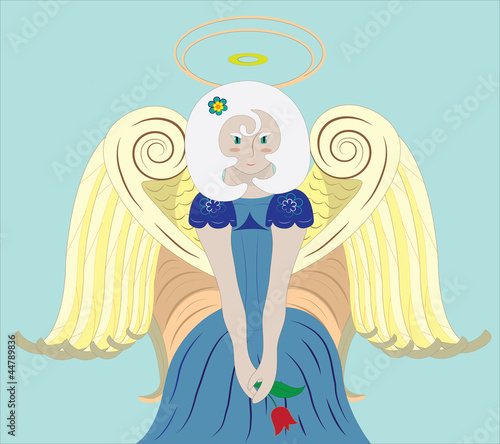 The girl an angel with a flower.