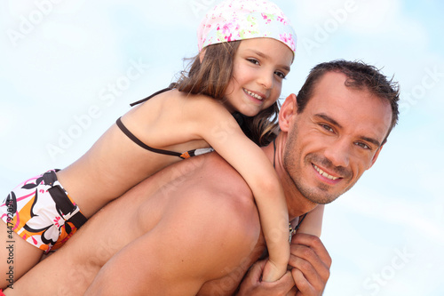 Father and daughter at the beach
