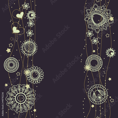 Floral festive borders (seamless pattern)