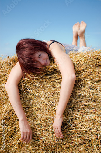 Woman on hay
