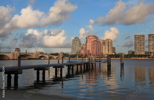 Wooden pier at intercostal West Palm Beach, Florida, USA