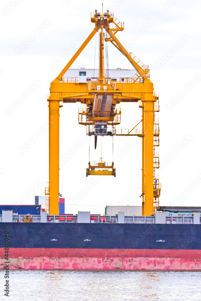 crane working with container cargo in shipyard crane working with container cargo in shipyard