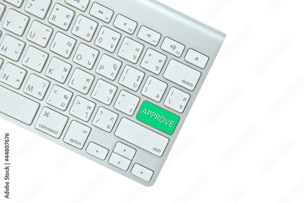 Green yes button on computer keyboard isolated on white backgrou Green yes button on computer keyboard isolated on white backgrou