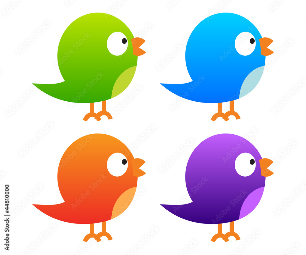 Collection of colour twitter birds