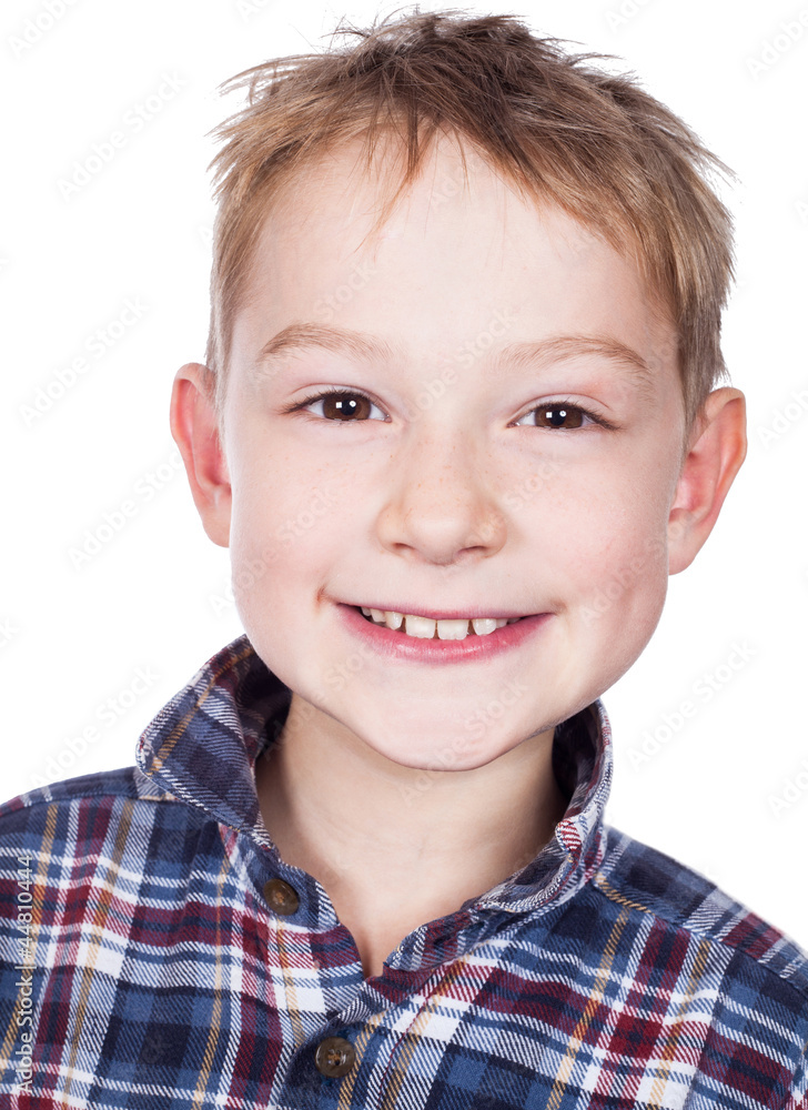 Portrait of happy little boy isolated on white background Portrait of happy little boy isolated on white background