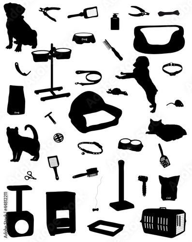 Collection of silhouettes of subjects for a dog