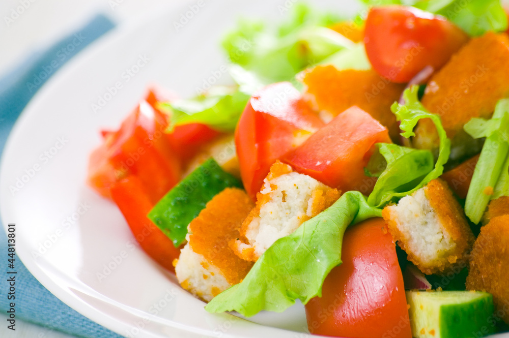 fresh vegetable salad with nuggets fresh vegetable salad with nuggets