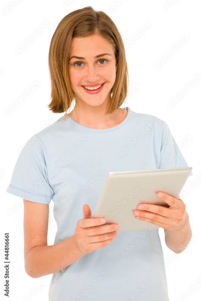 teenage girl using tablet teenage girl using tablet