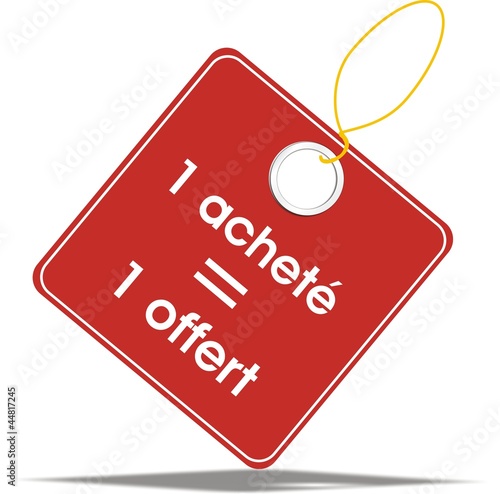 étiquette 1 acheté = 1 offert