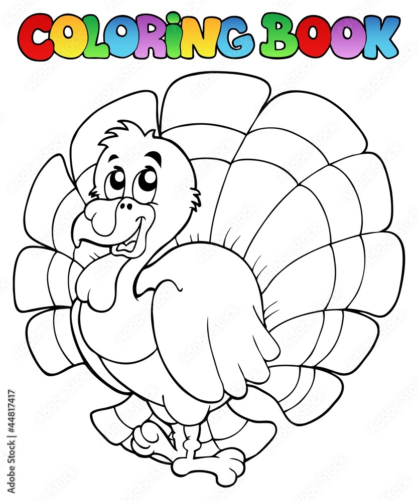 Coloring book happy turkey