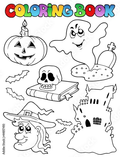 Fototapeta Naklejka Na Ścianę i Meble -  Coloring book Halloween topic 9