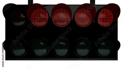 traffic light for racing   with white and blue background