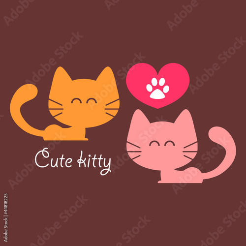 Cute couple of cats in love romantic card