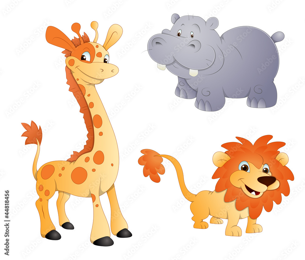 Obraz premium Animals Vectors - Lion, Giraffe and Rhino