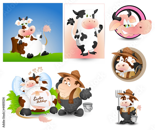Cow Milk and Milkman Vectors