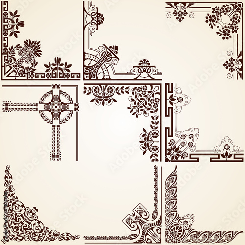 Decorative Corners , vector set calligraphic detailed