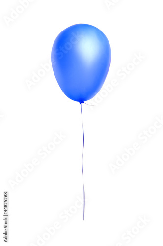 Blue flying balloon isolated on white