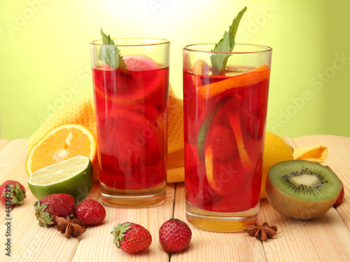 sangria in glasses with fruits 