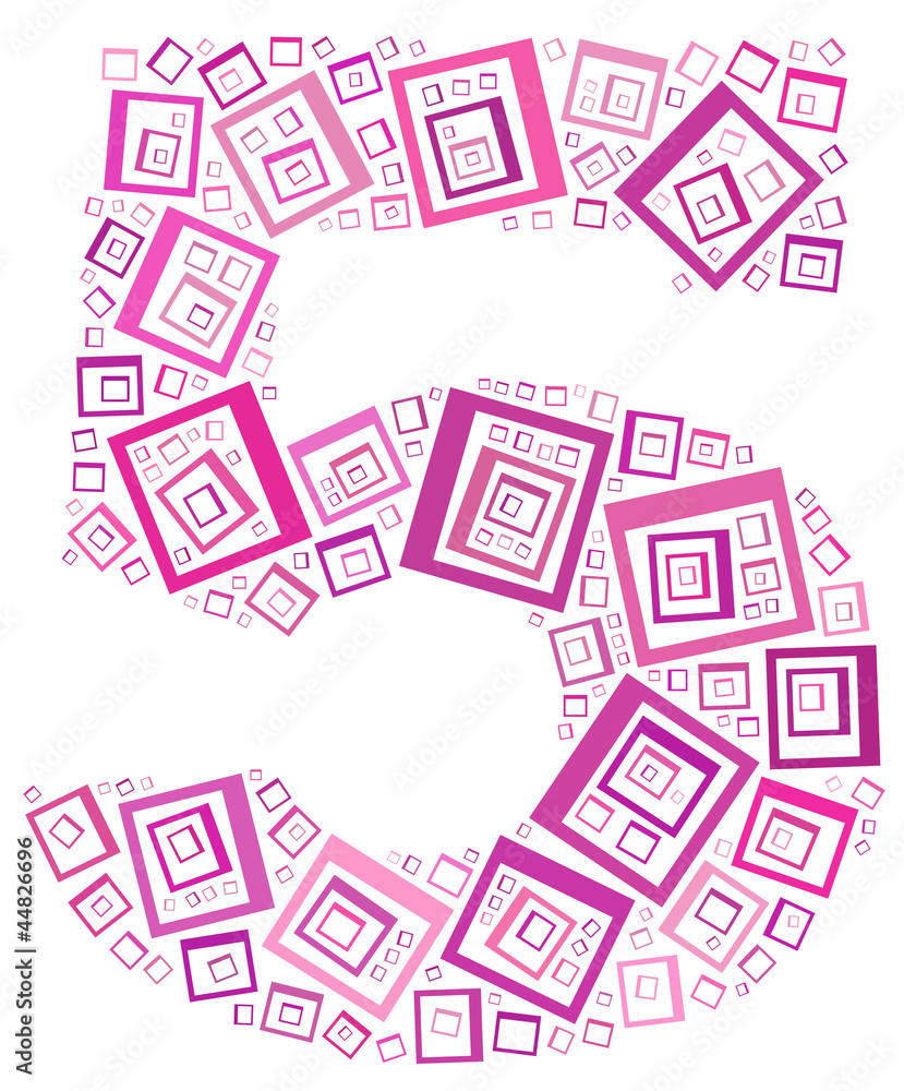 Number Five info-text/cloud word/word collage Composed with squa Number Five info-text/cloud word/word collage Composed with squa