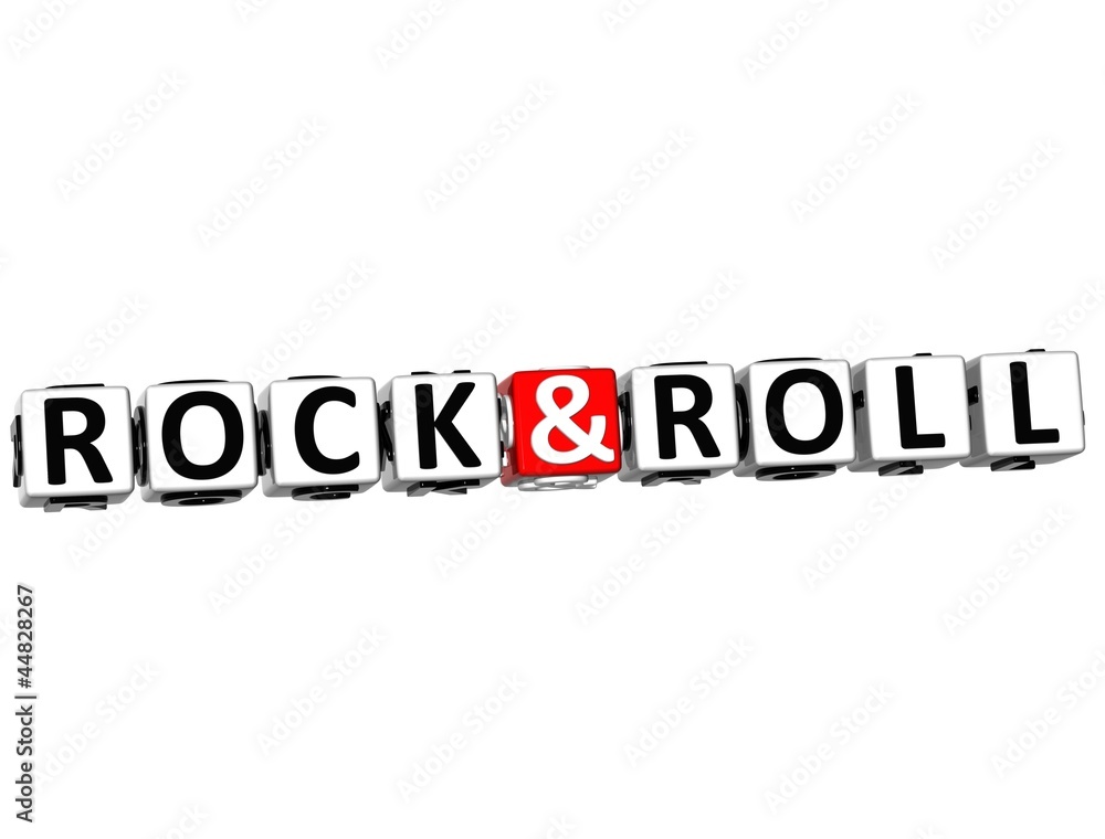 3D Rock And Roll Button Click Here Block Text