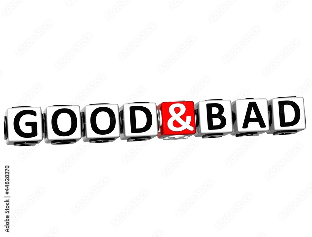 3D Good And Bad Button Click Here Block Text 3D Good And Bad Button Click Here Block Text
