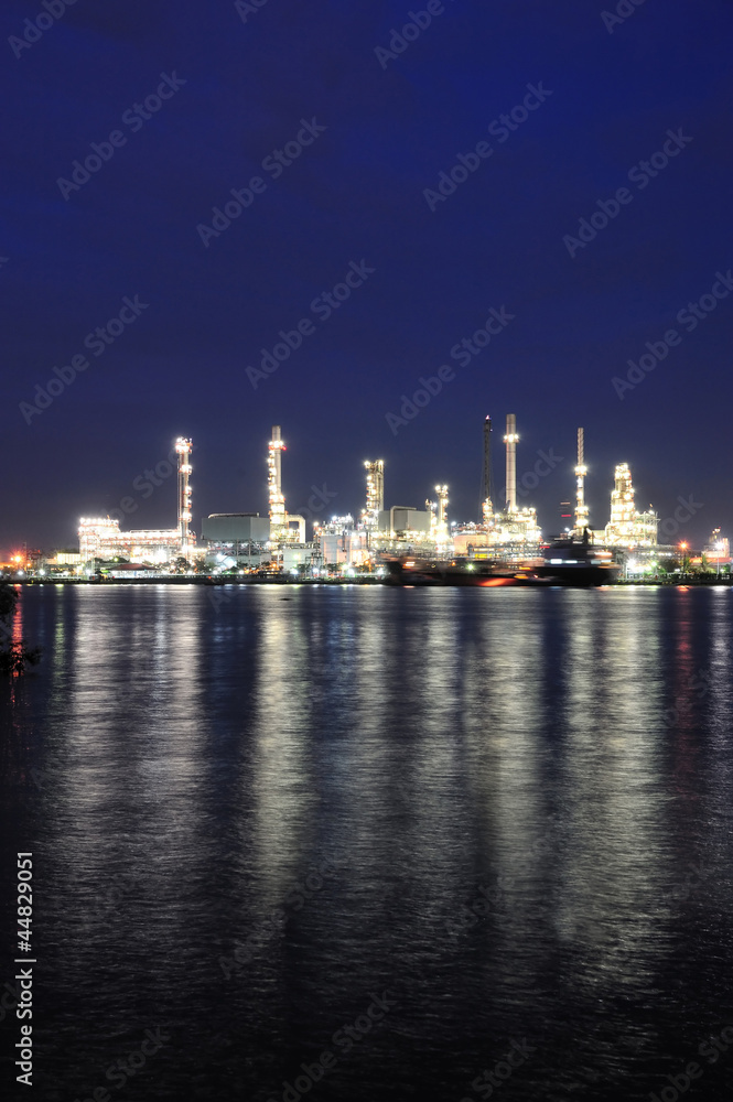 Oil refinery at twilight,Chao Phraya river, bangkok,Thailand