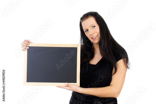 woman with empty blackboard