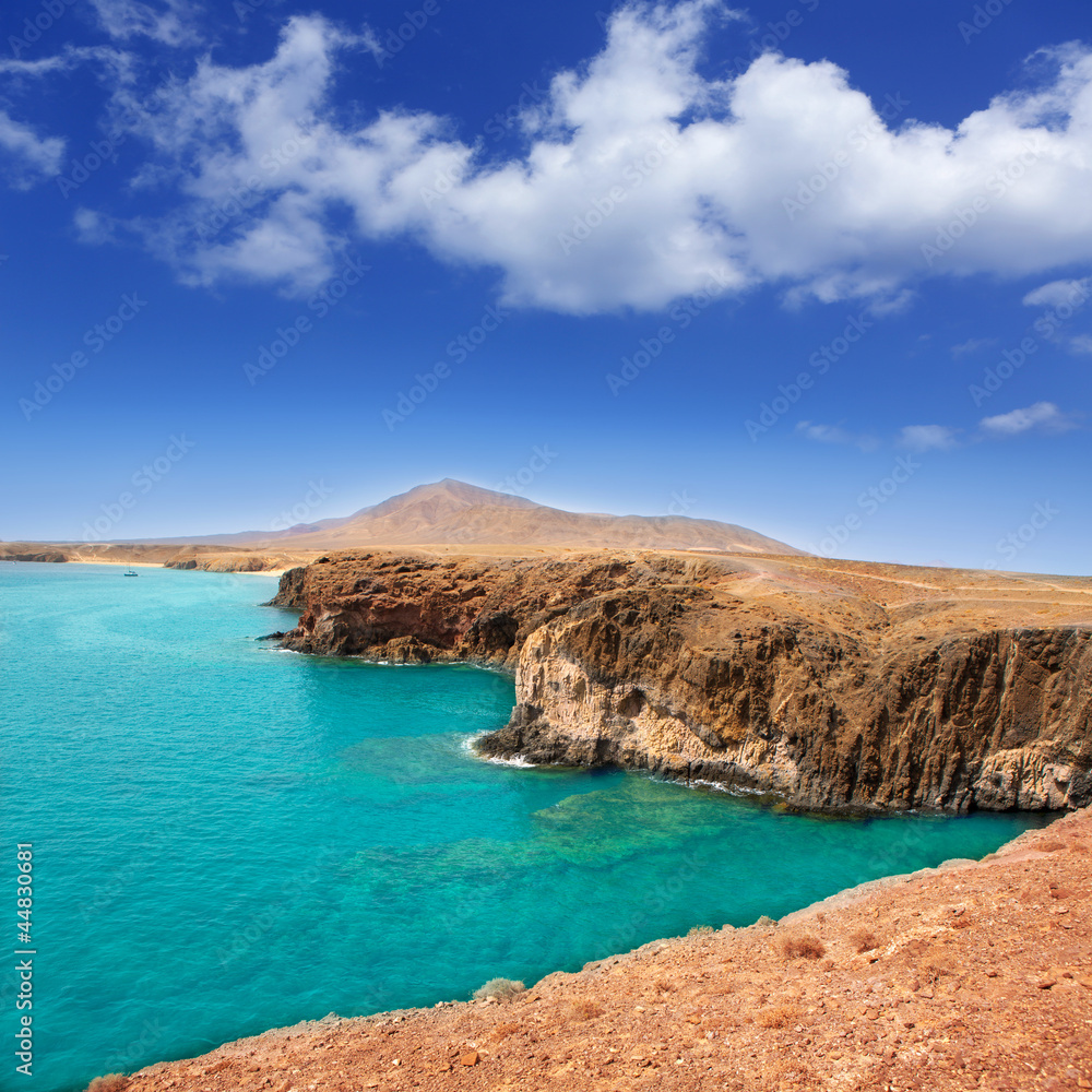 Lanzarote Papagayo turquoise beach and Ajaches