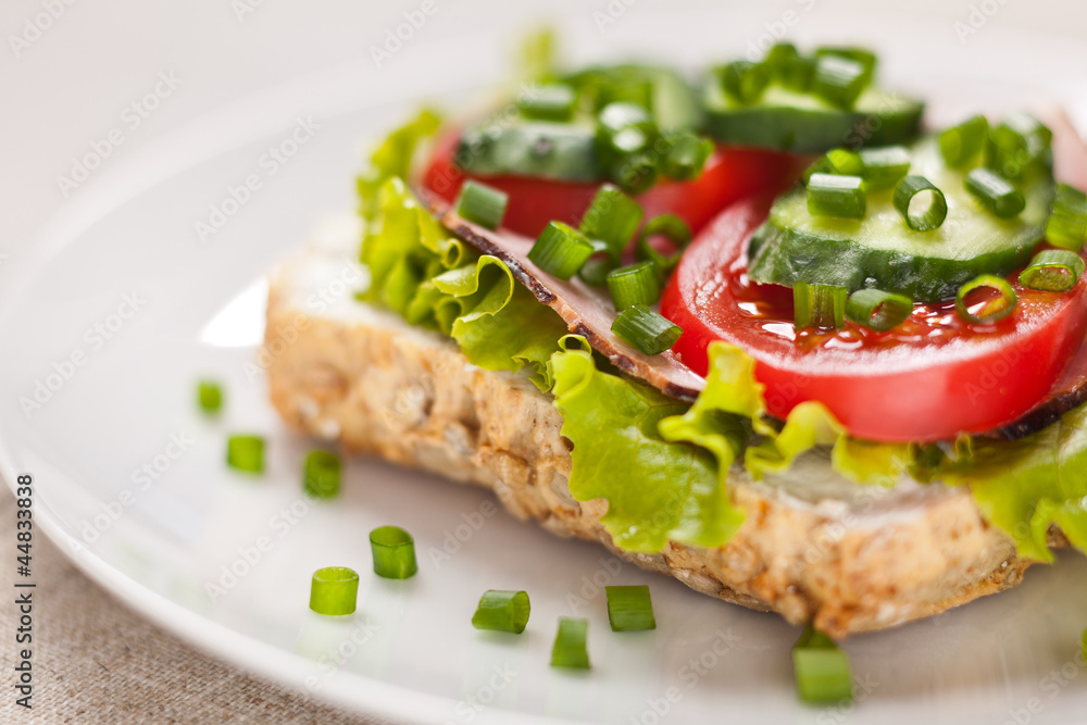 Sandwich with ham and vegetables Sandwich with ham and vegetables