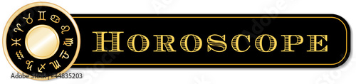 Horoscope Banner, 12 sun signs of zodiac, gold astrology mandala