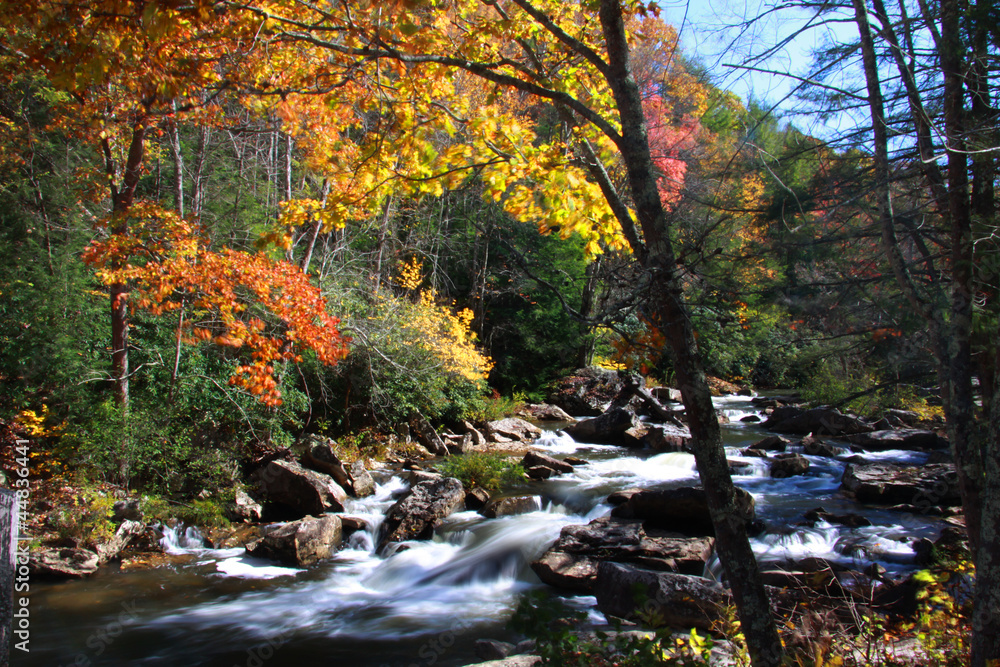 Autumn landscape with running water Autumn landscape with running water