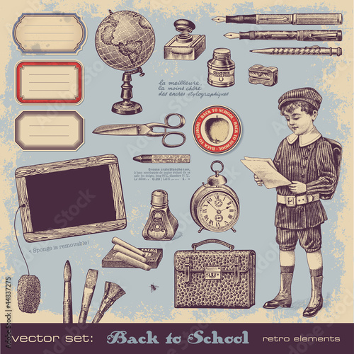 back to school - collection of vintage design elements