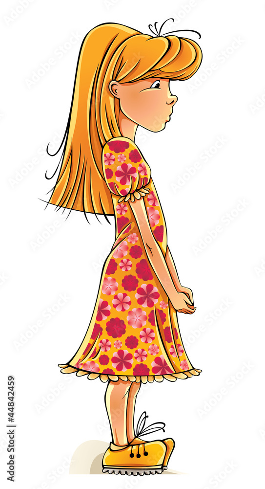 Funny cartoon little girl, vector illustration. Funny cartoon little girl, vector illustration.