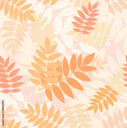 Seamless pattern with autumn rowan leaves. Vector illustration.