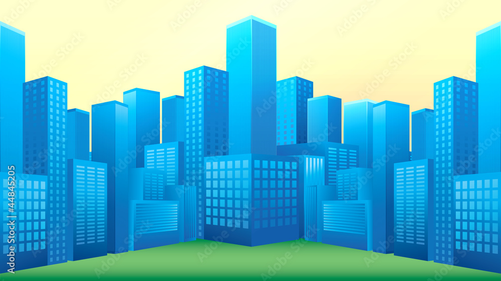 Boulevard with blue building vector format