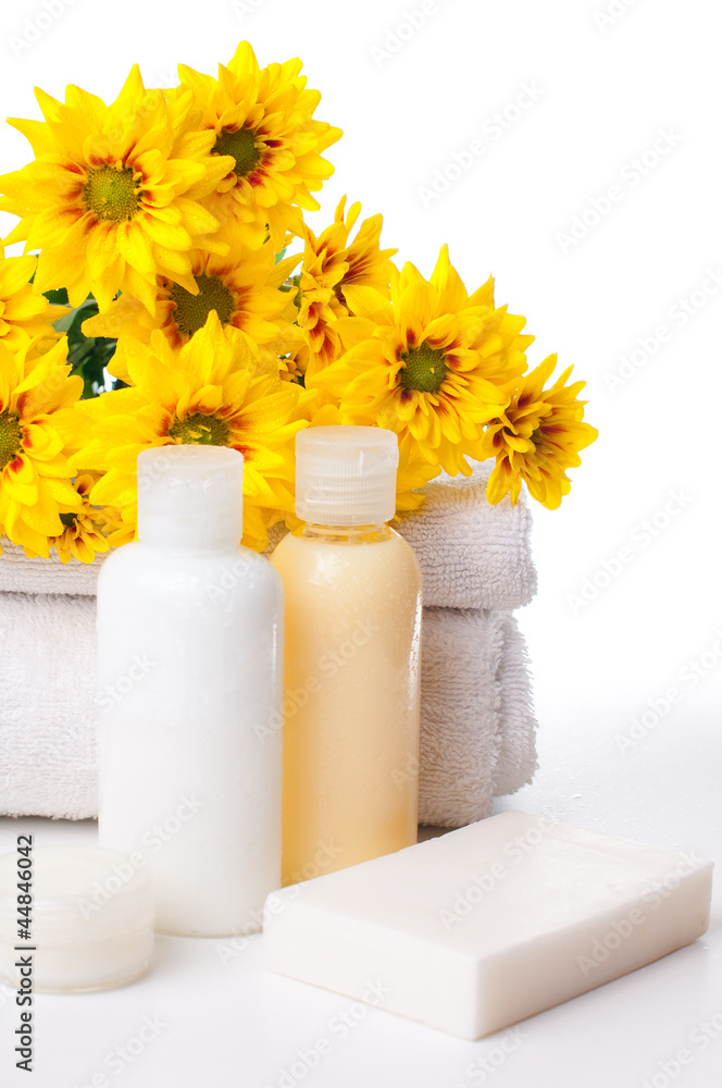 Close-up of products for spa and body care Close-up of products for spa and body care